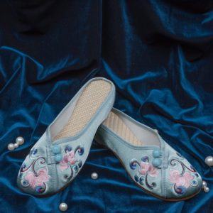 Lotus Embroidery Satin Shoe