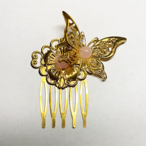 Golden Butterfly Blossom Hair Comb